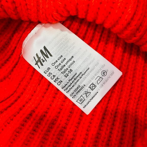 NWOT H&M Orange Knit Beanie Hat - Picture 3 of 3